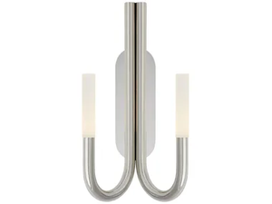 ROUSSEAU - Double Wall Sconce in Polished Nickel with Etched Crystal _ Visual Comfort Europe